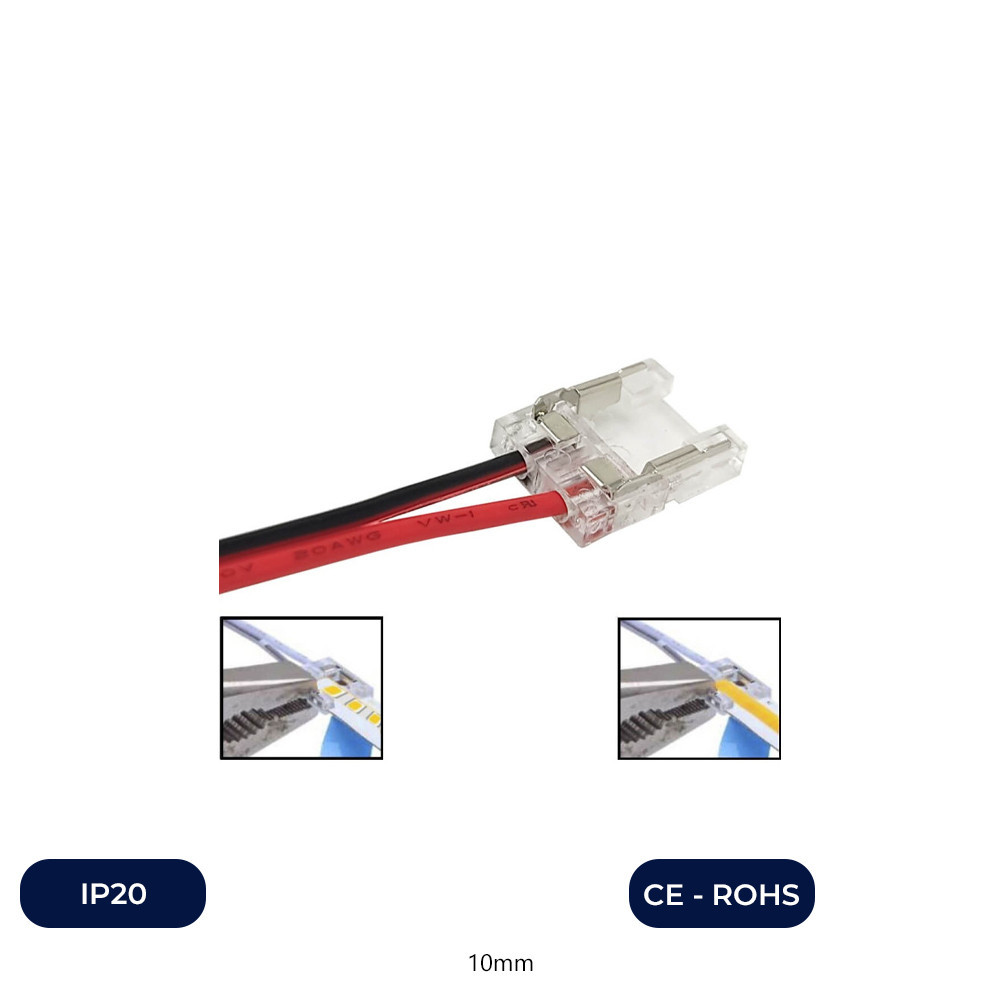 Connecteur Transparent Pour Rubans LED COB + SMD - 10mm - IP20