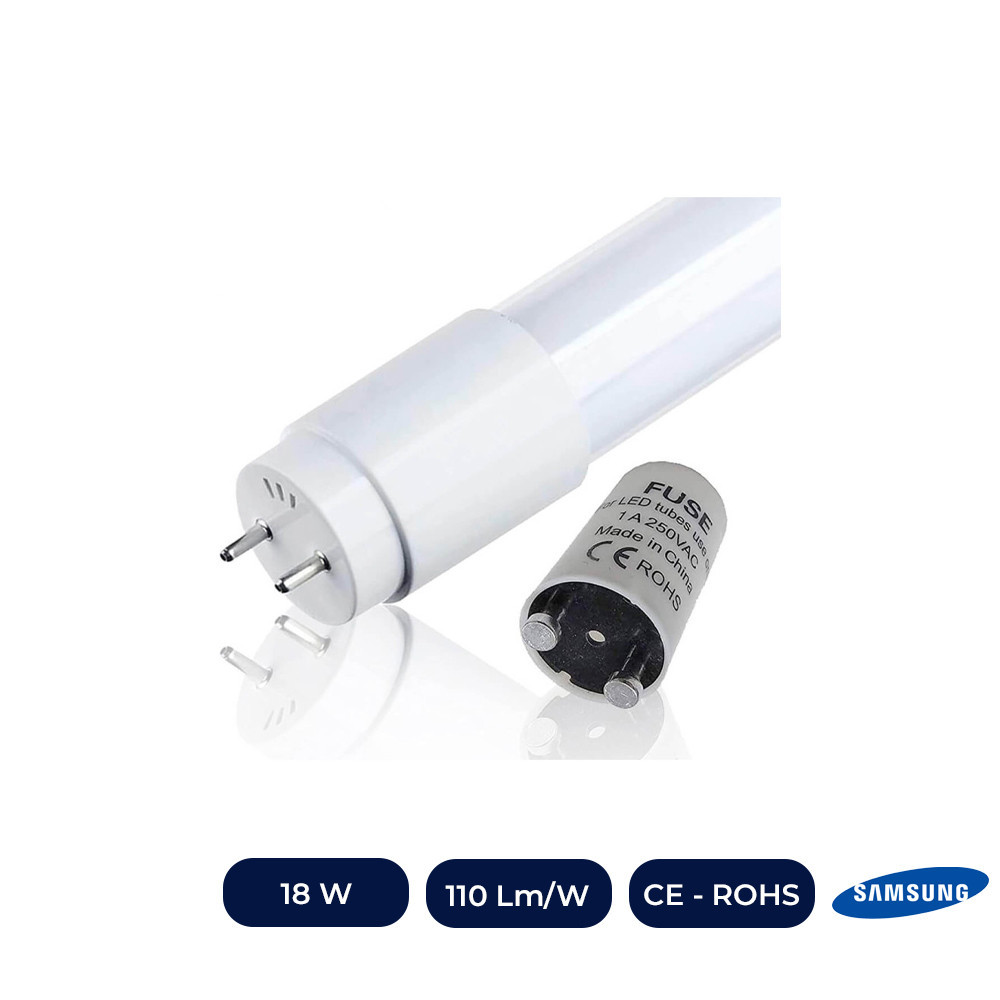 Tube LED 18W Cristal 120cm 300º - ALTA LUMINOSIDAD - SAMSUNG CHIP 