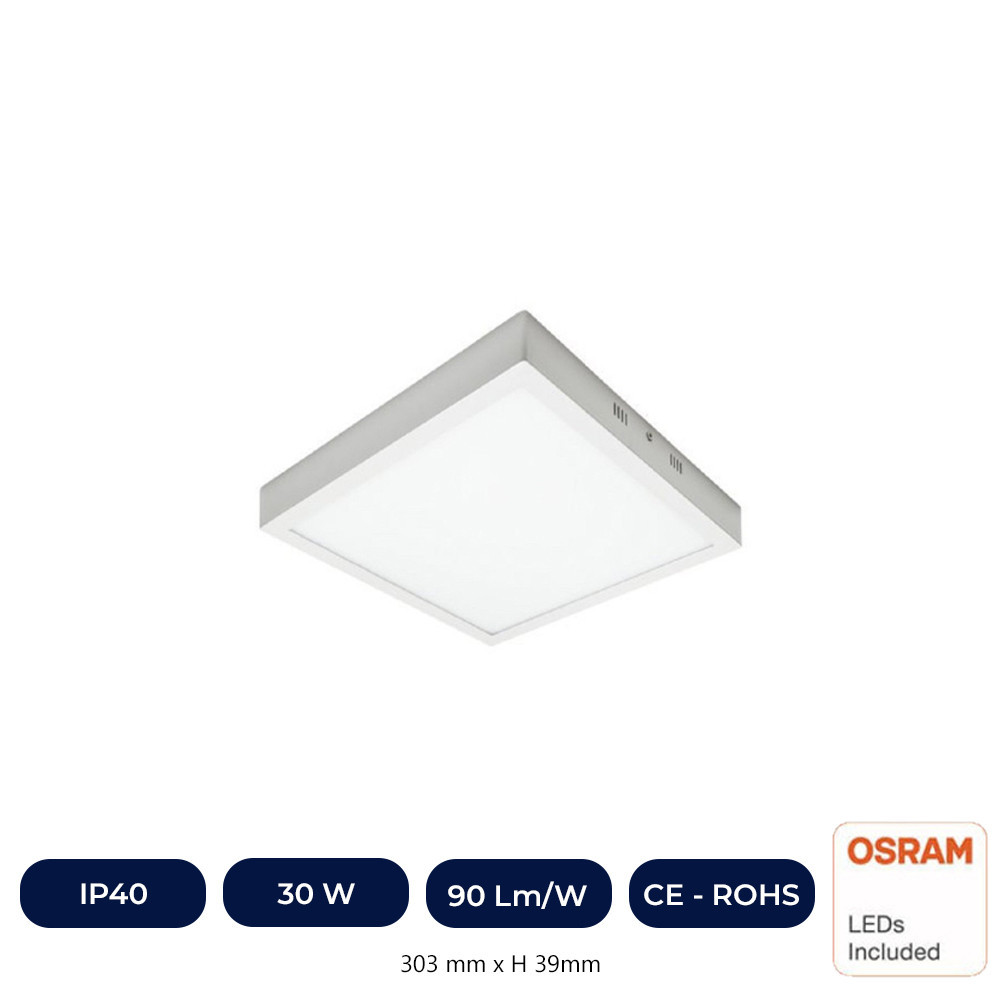 Plafonnier Slim LED Carré 30W - OSRAM CHIP DURIS E 2835