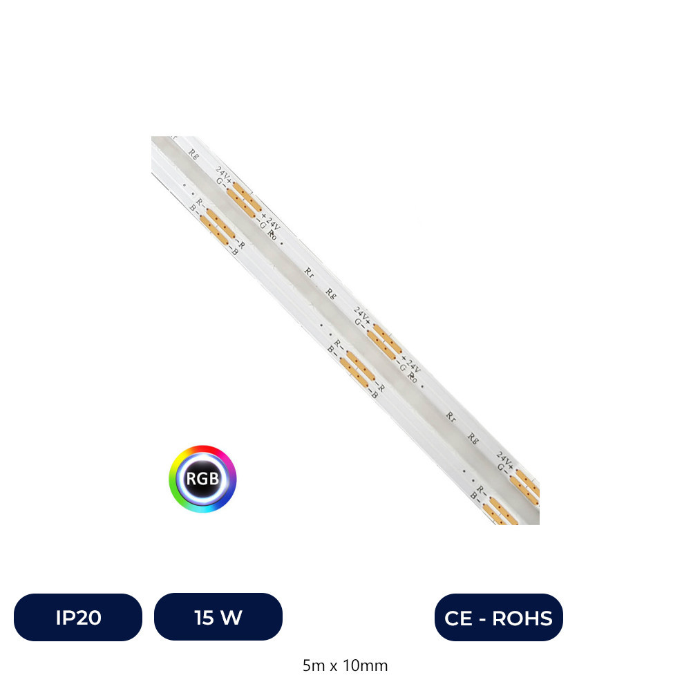 Bande LED RVB 24 V | COB | 5 M | 630 LED/M | 15W/H | IP20