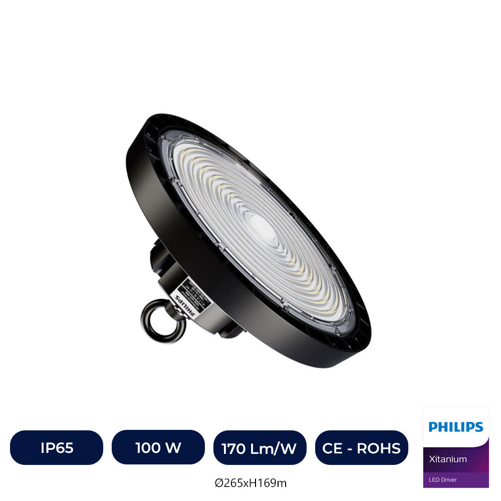 Cloche industrielle High Bay LED 100W 180LM UFO PHILIPS XITANIUM - 1-10V DIM