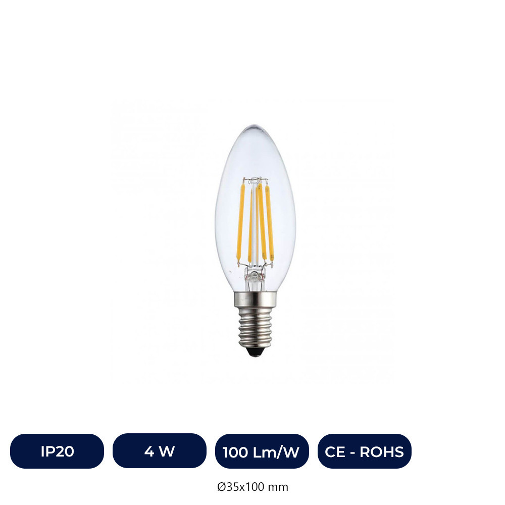 Ampoule Bougie À Filament LED 4W E14 C35