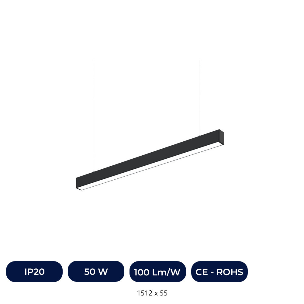 Lustre À Suspension Linéaire LED 50W - Interconnexion Linéaire - 3CCT - 150cm