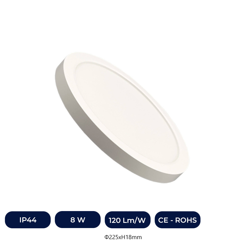 Plafonnier + Downlight LED - Circulaire - Blanc - Puissance Ajustable 8W - 6W - 4W - 2W - 5CCT - SMD2835 140Lm/W - IP44