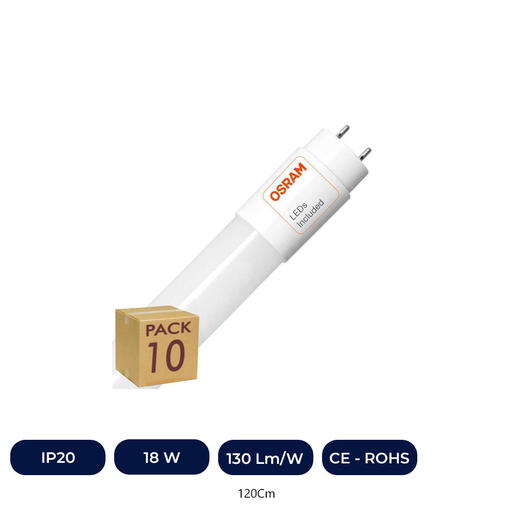 [TBGOSR18W-4K] Tube LED 18W Verre 120cm 300° - LUMINOSITÉ ÉLEVÉE - OSRAM CHIP pack de 10