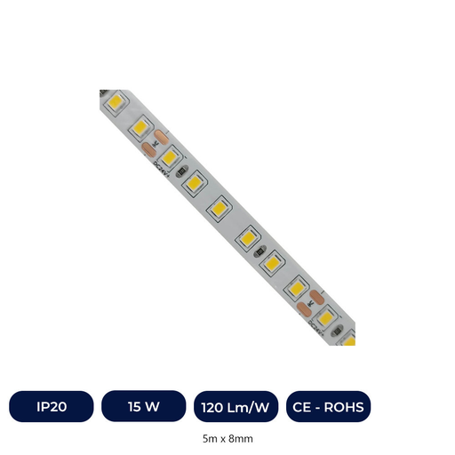 [IC2412WVSP120D-27K] Ruban LED 24V | 120xLED/M | 5m | CMS2835 | 1680Lm | 12W/M | IP20