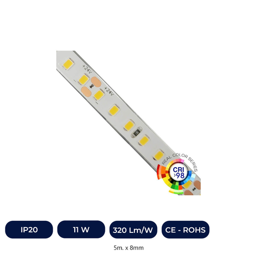 [IC76719-11WSP240D-27K] Ruban LED 24V | CRI ELITE |140 LED/M | 5m | SMD2835 | 1600Lm |11W/M | CRI98 | IP20