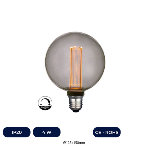 [IC18K-DIM-86019-18K] Ampoule LED Moderne Verre Fumé 4W E27 G125 - Dimable