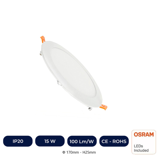 [ICOSR15WRLP-3K] Plafonnier Slim LED Rond 15W - OSRAM CHIP DURIS E 2835