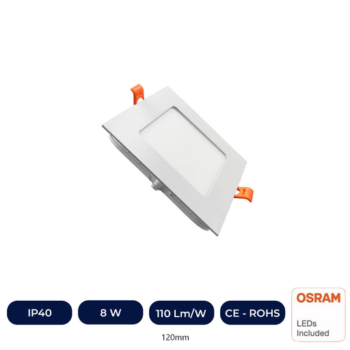 [ICOSR8WRLP-3K] Plafonnier Slim LED Carré 8W - OSRAM CHIP DURIS E 2835