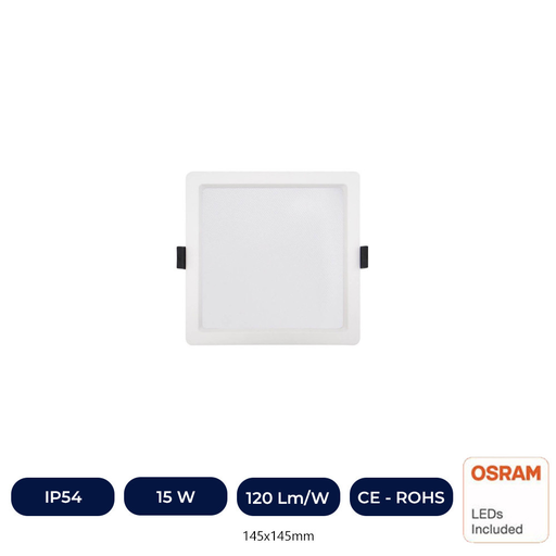 [IC90809] Plafonnier LED 15W Carré - OSRAM CHIP DURIS E 2835 - CCT - UGR17