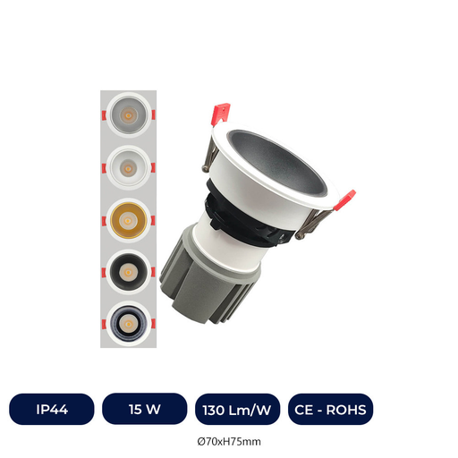 [IC03129-15W-HSRW1-3K] Plafonnier LED Circulaire 15W Inclinable - Blanc - CRI+92 - UGR13