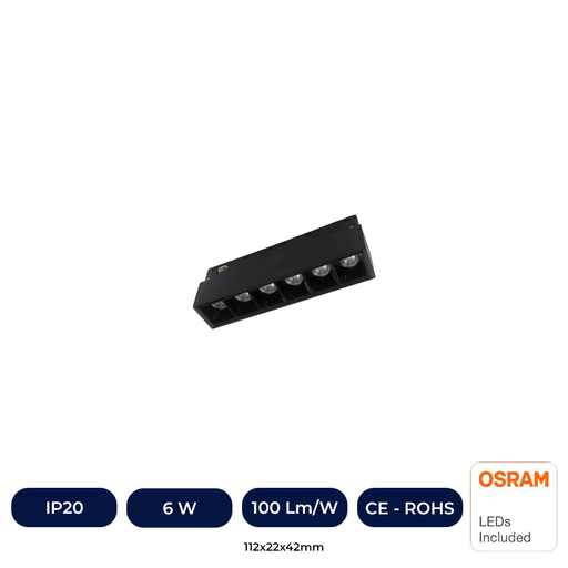 [IC6WFM-PL-3K] Spot Linéaire LED 6W Pour Rail Magnétique 48V Puce OSRAM UGR17