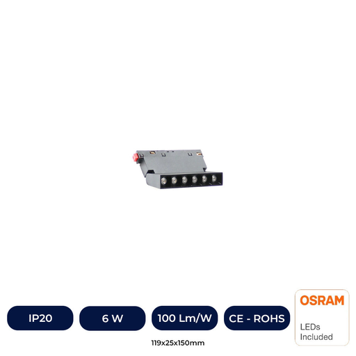 [IC7743LM-LI-3K] Spot LED 6W Orientable Pour Rail Magnétique 48V Puce OSRAM UGR17