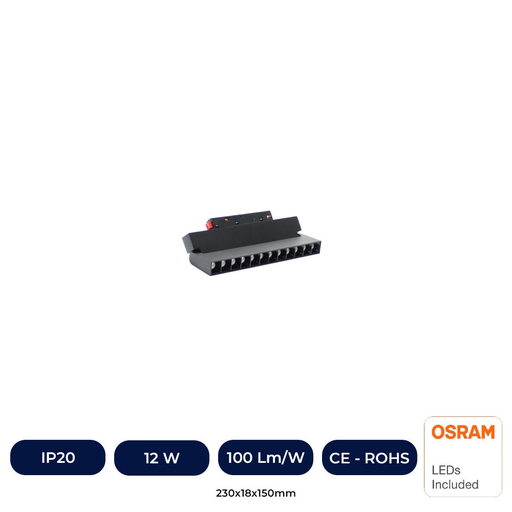 [IC27743ML-LI-3K] Spot LED 12W Orientable Pour Rail Magnétique 48V Puce OSRAM UGR17