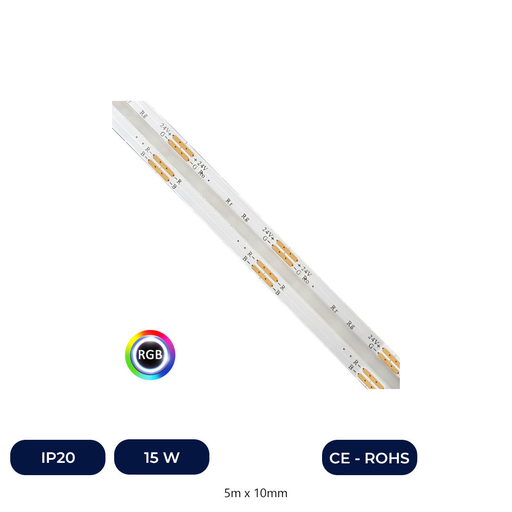 [IC630D15WRGB] Bande LED RVB 24 V | COB | 5 M | 630 LED/M | 15W/H | IP20