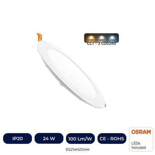 [plr24wcct] Dalle Slim LED Circulaire 24W - CCT - OSRAM CHIP DURIS E2835